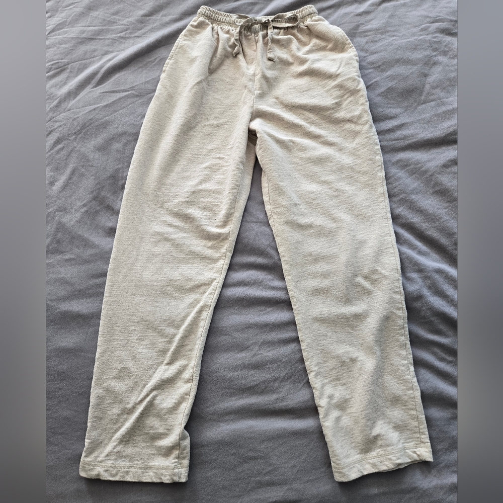 Linen Cotton Vintage Liz Claiborne Cream/Tan Pants Petite Small